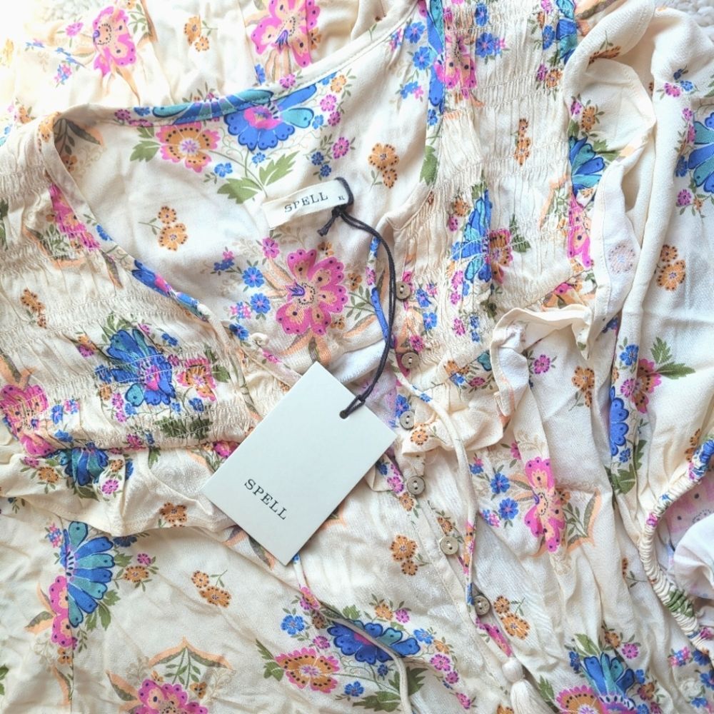 🍒NWT🍒 SPELL RUFFLE GOWN XL - Picture 8 of 10